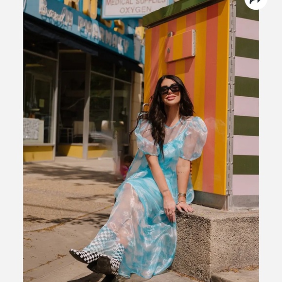 NWT Dressed in LALA Sky Cloud Organza Dress (M) - Picture 3 of 9